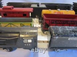 Vintage Pre WW2 Gilbert American Flyer O Gauge Train Set Steam Engine 553 & Cars