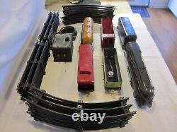 Vintage Pre WW2 Gilbert American Flyer O Gauge Train Set Steam Engine 553 & Cars