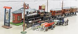 Vintage Pre-war Large 1-Gauge Layout Bing #2990 Continental Train with Accessorie