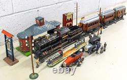 Vintage Pre-war Large 1-Gauge Layout Bing #2990 Continental Train with Accessorie